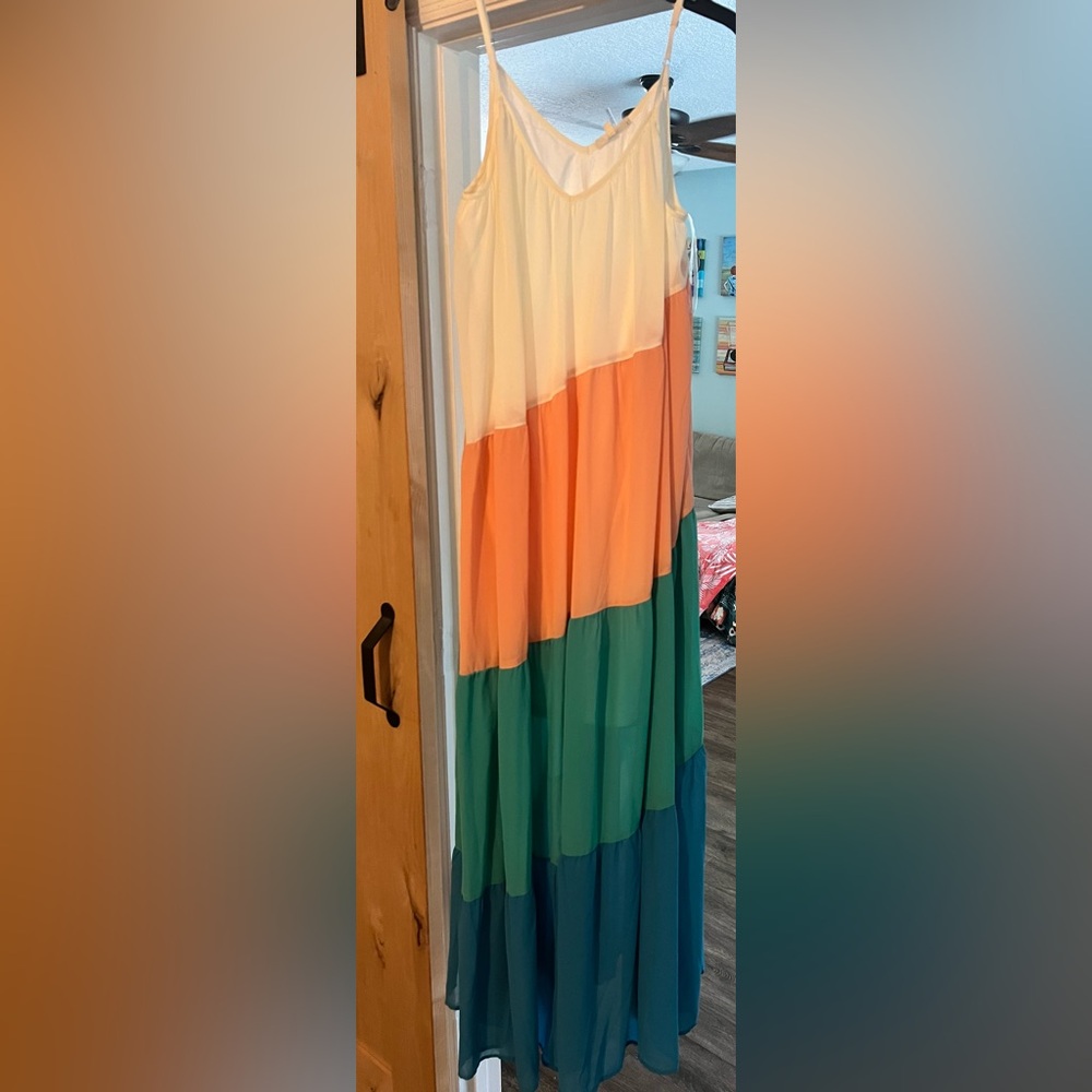 Entro Multicolor Layered Maxi Dress